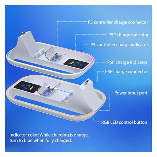 PlayStation Portal Charger Dock, PS5 Controller Station with 14 RGB Modes — view 7