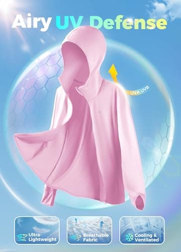 Willit Women's UV Shirts UPF 50+ Long Sleeve Sun Protection Jacket Hooded SPF Shirts with Pockets Pink 3XL — view 2