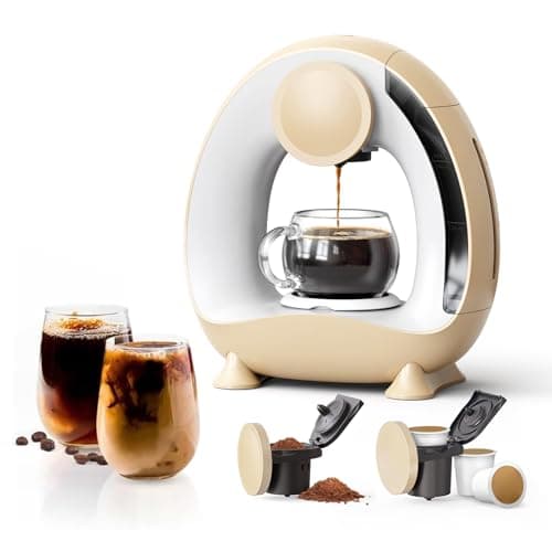 Single Serve Coffee Maker 2 in 1, 1400W Fast Brewer for K-Cup Pods & Ground Coffee, One-Touch Americano & Tea Machine with 2 Reusable Filters, Compact Design for Home Office RV Dorm