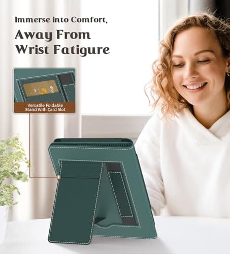 MoKo Case Fits All-New 6" E-reader(11th Generation, 2024/2022)(10/8th Gen,2019/2016),Ultra Lightweight PU Shell Cover with Auto Wake/Sleep for Ebook 2024,Not for Kobo Aura 2/Remarkable, Midnight Green — view 2