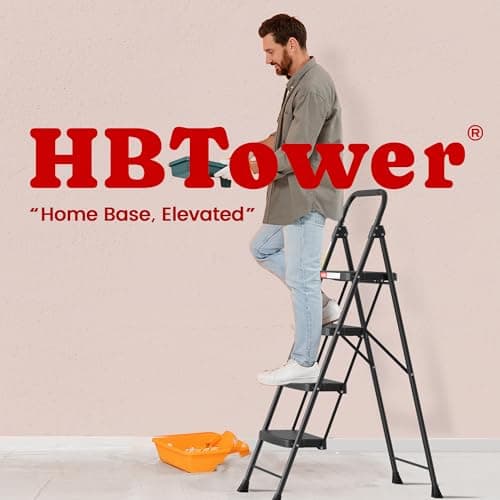HBTower 4 Step Ladder, Step Stool Foldable with Wide Anti-Slip Pedal, Sturdy Steel Ladders for Home Adults Kitchen — view 7
