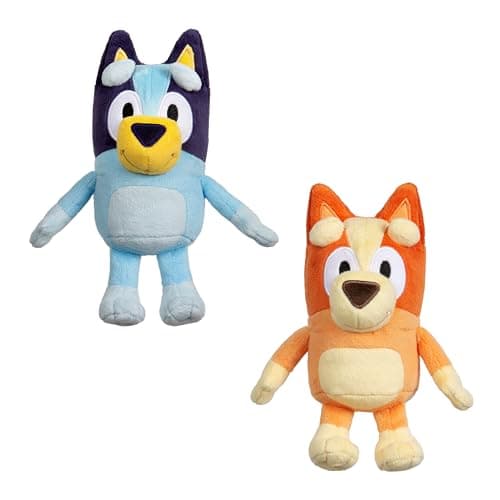 Bingo & Bluey Plush Toys 2-Pack, Soft Deluxe Fabric, Embroidered