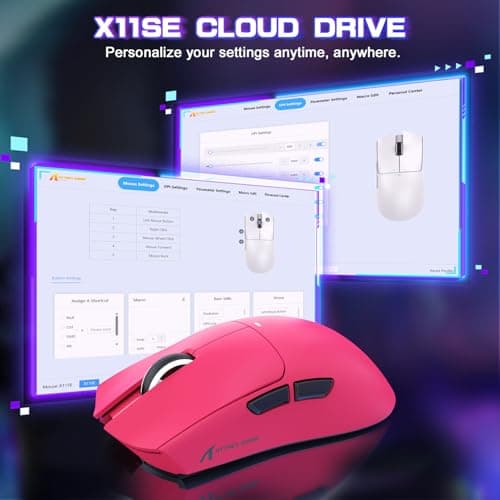 Attack Shark X11SE Ultra-Light Wireless Gaming Mouse, Tri-Mode-2.4G/USB-C Wired/BT, PixArt PAW3311 Gaming Sensor, 22KDPI, 5 Programmable Buttons for Laptop, PC, Mac Gamer (Berry Red) — view 7