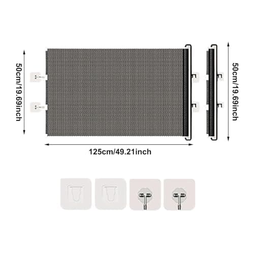 Retractable Pet Gate for Cats Dogs, No Drilling Extendable Pet Barrier Gate, Portable Indoor Mesh Pets Gates for Stairs Doors Hallways Decks (Black) — view 2
