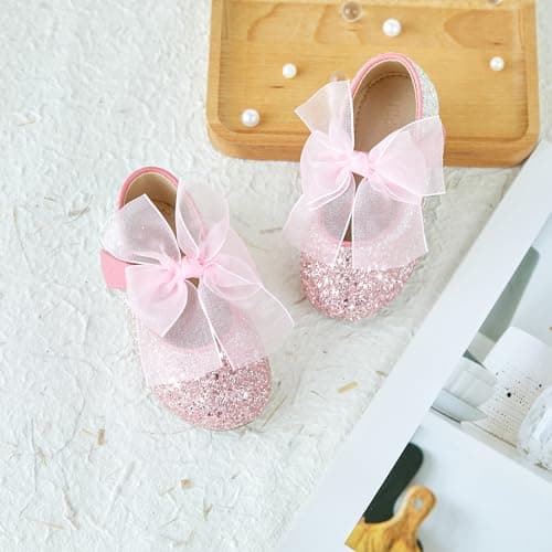 Kiderence Little Toddler Girls Dress Shoes Ballerina Ballet Flats Kids Pink Mary Janes Size 5 — view 5