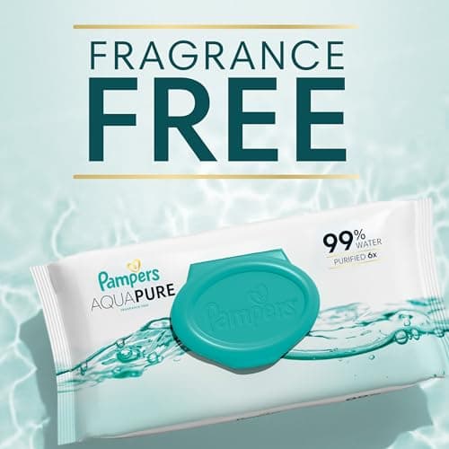 Pampers Aqua Pure Baby Wipes, 99% Water, Fragrance Free, Unscented, Water Based, Multi-Use, 672 Wipes Total (12X Flip-Top Packs) [Packaging May Vary] — view 9