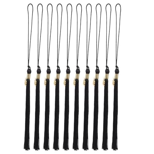 MAGICLULU 10pcs 2026 Graduation Tassels with Gold Year Charm, Black Academic Hat Fringe for Ceremony, Polyester Cap Accessories for High School College University