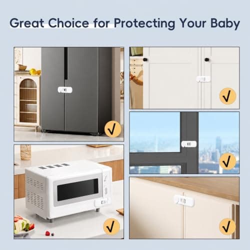 Blissleaf 2-Pack Fridge Locks, Child Proof Refrigerator/Freezer Door Lock, Child Safety Cabinet Lock with Adhesive Pads - Freezer Latch to Keep Door Closed for Latches,Drawer,Closets,Oven (White) — view 6