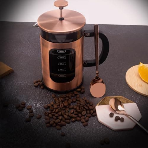 ADAMITA French Press Coffee Maker 8 cups 34 oz 304 Stainless Steel Coffee Press with 4 Filter Screens, Easy Clean Heat Resistant Borosilicate Glass - Free 100% BPA… (Candy Sparkle-AYUTYT, 34 oz) — view 2