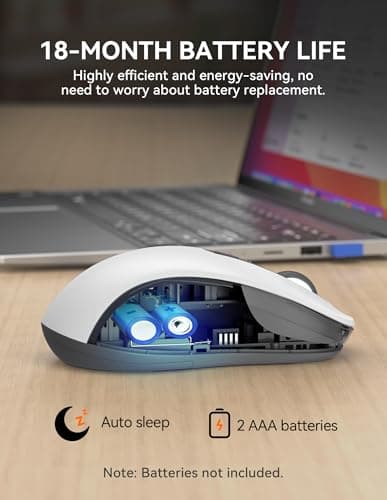 TECKNET Bluetooth Mouse, [ USB + BT1 + BT2 ] Wireless Mouse for Laptop, Silent Click, Ergonomic Design, 4800 DPI Computer Mice Wireless, Dual Mode for Laptop, Computer, iPad, MacBook — view 5