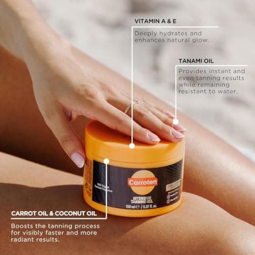 Carroten Intensive Tanning Gel | Browning Tan Accelerator | Non-Greasy, Water-Resistant with Carrot and Coconut Oil | Vitamin A & E For Moisture & Hydration | Made in Greece | 5 Fl Oz — view 3