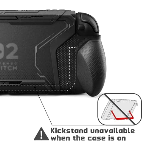PlayVital for Switch 2 Beyond-Grip Dockable Case, Interchangeable FPS/Omni Ergonomic Grips + Military-Grade Drop Protective Cover + 2 Joystick Caps for Nintendo Switch 2 (Black)​ — view 3