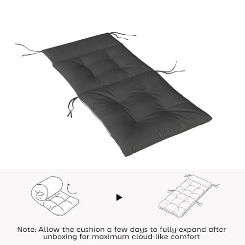 Outsunny Patio Chair Cushions Set of 4, Waterproof Lounge Chair Cushions with Ties, Non-Slip Replacement Seat Pads for Indoor Outdoor, Garden Furniture, 44"x21", Dark Grey — view 5