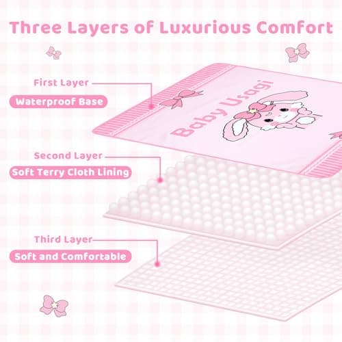 LittleForBig Washable Reusable Waterproof Moisture-Absorbing Adult Diaper Printed Change Pads Bed Pads Pee Pads - Baby Usagi Changing Mat — view 4