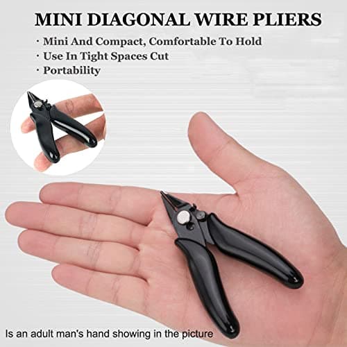 BOENFU 3.5 Inches Mini Cutter with Lock, Flush Cutters, Small Wire Snips, Micro Wire Cutter with Spring, Black — view 4