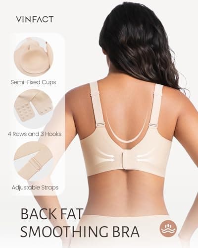 Vinfact Push Up Bras Scalloped Lift Bras for Women No Underwire Seamless Support Everyday Tshirt Bras Skin M — view 5