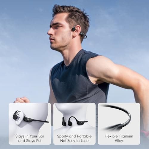 MRYTKY Bone Conduction Headphones,Open Ear Headphones Bluetooth5.4 with Mic,Wireless Headphones 10H Playtime, Waterproof Sport Headphone Suitable for Running,Cycling, Outdoor Sports Black — view 2