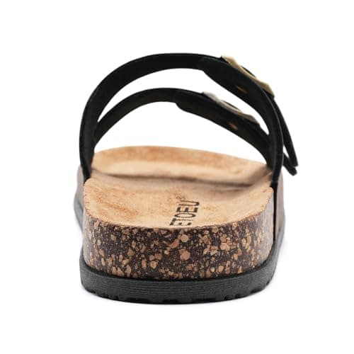 GETOEU Arch Support Footbed Sandals for Women & Men, Adjustable Double Buckle Comfort Sandals, Cork-Style Cushioned Sole, Casual Walking Slides for Everyday Wear,Brown — view 3