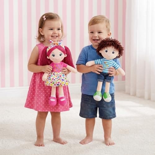 June Garden 14" Best Big Sister Sophie - Soft Cuddly Plush Doll Gift for Girls - Huggable Rag Doll - Pink M — view 2