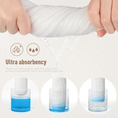 Yoofoss Muslin Burp Cloths for Baby 10 Pack 100% Cotton Baby Washcloths for Boys Girls Large 20''X10'' Super Soft and Absorbent White — view 2
