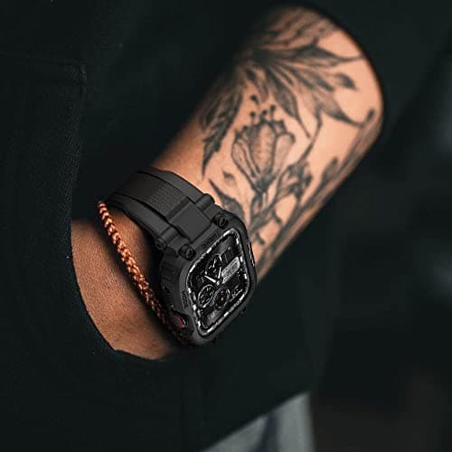 amBand Bands Compatible with Apple Watch 9/8/7/6/5/4 & SE 3/2/1 45mm/44mm Case for Men, M1 Sport Series Rugged Case Protective Cover for iWatch SE3/SE2/6/SE/5/4 44/45 mm Men Black — view 5