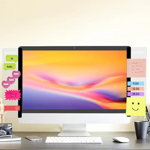 Office Desk Accessories 2pcs Computer Monitor Memo Board Message Board Transparent Acrylic Side Panel Sticky Note Board Left and Right Computer Note Board Suitable for Women Work Form Home Office — view 2