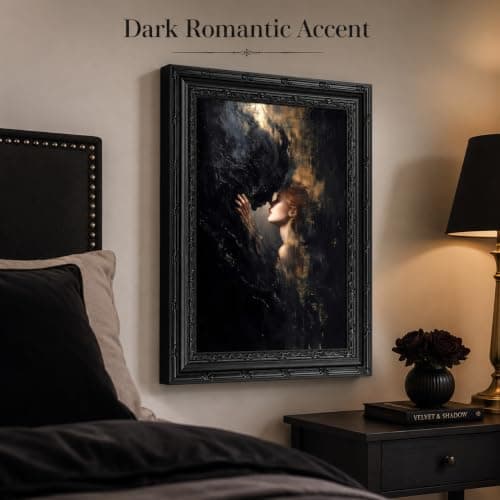 Dezrobew Gothic Framed Wall Art Woman Shadow Dark Soul Dark Academia Surrealism Decor Moody Romantic Painting for Bedroom Living Room Office 9''X11'' — view 2