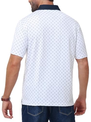 JHMORP Men's Golf Shirts Short Sleeve Polo Shirt Moisture Wicking Quick Dry Performance Sports T-Shirts (White Golf Clubs,CA L) — view 4