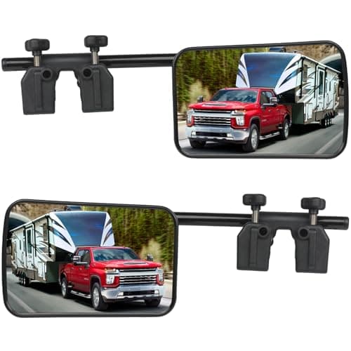 Universal Towing Mirrors, 2 Pack Universal Clip-on Side Mirror Extenders 360 Degree Rotation Adjustable Mirror Adjustable Side Mirror Extension for Towing,Suitable for Most SUV,Trailer,Jeep,RV,Truck ﻿