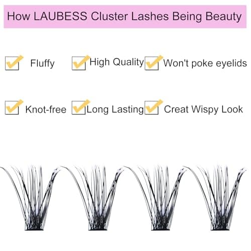 Lash Clusters LAUBESS Eyelash Clusters D Curl Cluster Lashes Mixed Tray Individual Lashes DIY Lash Extensions (40D-0.07D-9-16mm) — view 4