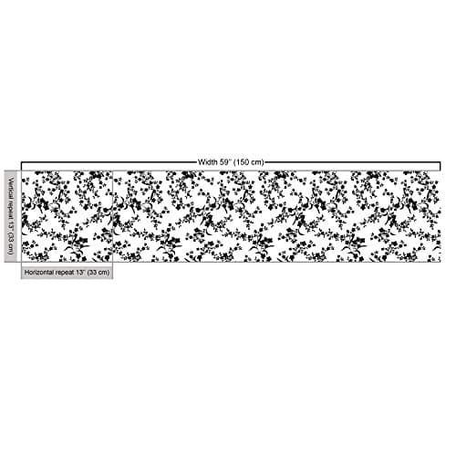 Ambesonne Floral Fabric by The Yard, Victorian Style Curved Flower Baroque Blooms Branches Vintage Motif, Decorative Fabric for Upholstery and Home Accents, 1 Yard, Black and White — view 2
