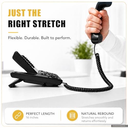 Comtrue Telephone Cord, Phone Cord, handset Cord, Black, 2 Pack, Universally Compatible — view 4