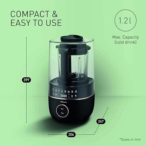 Panasonic All-in-One Hot & Cold Blender & Soup Maker - Hot Soups in 22 Min, Cold Smoothies, Baby Food, Jam, Purees & Nut Milks, Quiet Operation, Easy Auto Clean, Multi-functional- MXHG4401 — view 3