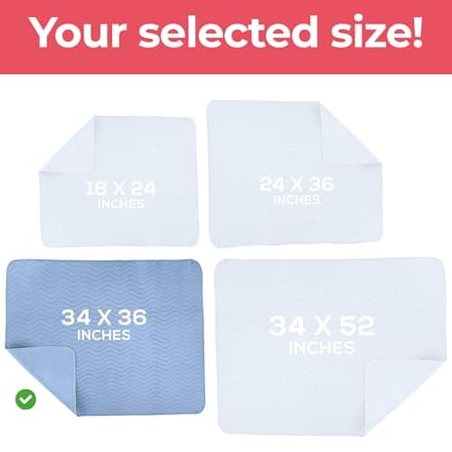 Utopia Bedding (Pack of 4) Waterproof Incontinence Pads Quilted Washable & Absorbent Bed Pad for Adults and Kids 34 x 36 inches (Blue) — view 3