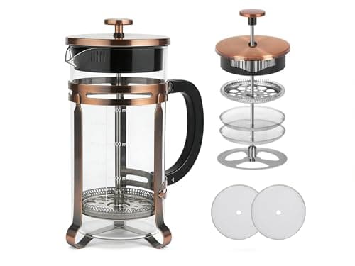 French Press Coffee Maker 21oz, Heat-Resistant Glass Coffee Maker-Bronze