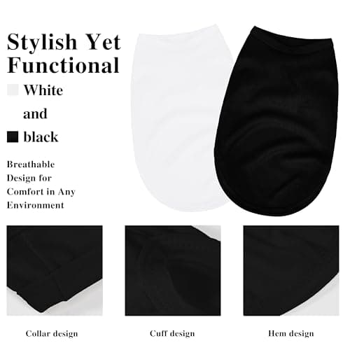 2 Pack Solid Color Dog Shirts - Lightweight, Quick Dry, Breathable Pet T-Shirts for Small to Large Dogs - Stretchy, Durable, Ideal for All Seasons and Holidays.Black White M