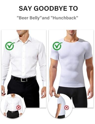 Casey Kevin Mens Medium Compression Shirts Short Sleeve Shapewear 3 Pack — view 3