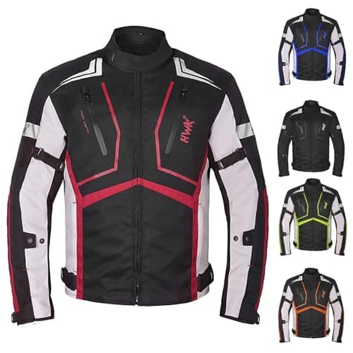 HWK Motorcycle Jacket for Men and Women Scorpion with Cordura Fabric for Enduro Motocross Motorbike Riding, Red, X-Large