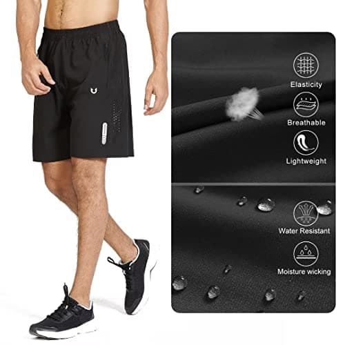 NORTHYARD Men's Athletic Running Shorts Gym Workout 7"/9"/5" Quick Dry Lightweight Sports Basketball Tennis 3 Zipper Pockets Black L — view 4