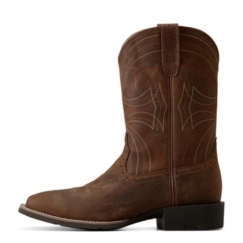 Ariat Men's Sport Wide Square Toe Western Boot, Distressed Brown, 10.5 2E US