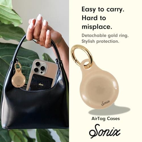 Sonix Case for Apple AirTags with Gold Carabiner | Hard Cover Protective Case Holder Keychain | Jelly Apricot — view 3