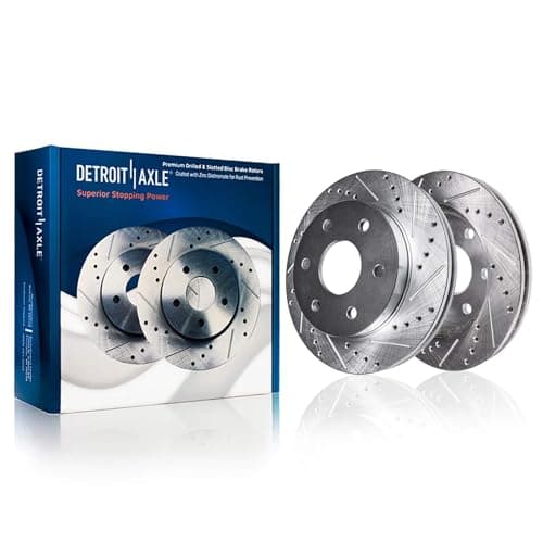 Detroit Axle - Rear Brake Kit for 1999-2006 Chevy GMC Sierra Silverado 1500, 00-01 Tahoe Yukon, 03-05 Astro Safari Replacement Drilled Slotted Disc Brake Rotors Ceramic Brakes Pads: 12.78" inch Rotor — view 2