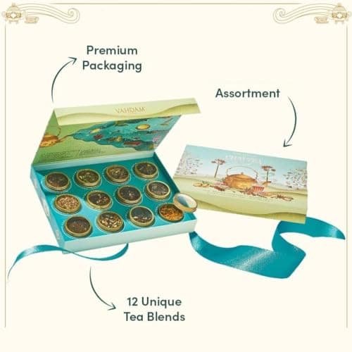 VAHDAM, Chai Tea Gift Set (12 varieties) Chai Loose Leaf Tea in Tin Caddy Gift Box | Exotic Chai Tea Blends | Gluten Free, Non GMO | Gifts for Men and Women | Gifts for Him/Her — view 5