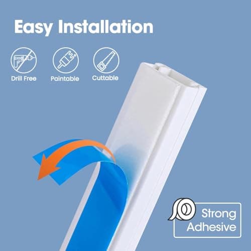 YesBes 116in Cord Hider Kit, Cord Covers for Wires on Wall, Paintable Cable Raceway, Cord Hider for Wall Mount tv, tv Cable Hider Wall kit, Wire Covers for Cords, W0.96in X H0.57in, White — view 2