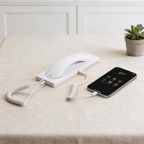 Decumeby Retro Phone Handset, Wired Plug in Handheld Phone Handset, Retro Connect to Cell with Microphone for 17 16 (White) — view 4