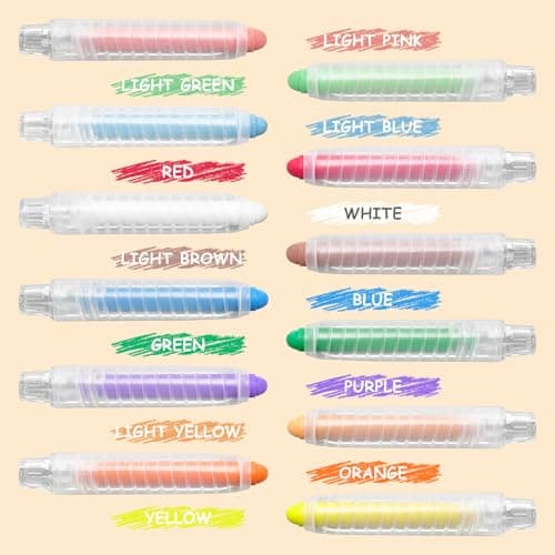 Dustless Chalk for Kids Toddlers - Colored Sidewalk Chalk with Holder 12 Pcs Non-Toxic Washable Outdoor Toddlers 1-3 Toys Gifts for Girls Boys Teens Drawing Art Supplies Art Crafts 4-8 8-12 10-12 — view 4
