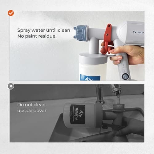 Tilswall Paint Sprayer,Upgraded Ultra-Light Electric Paint Spray Gun with 2 Nozzles & 3 Patterns Easy to Clean for Fences, Sheds, Walls, Ceilings, Furniture, Cabinets, Garden & DIY, White — view 6