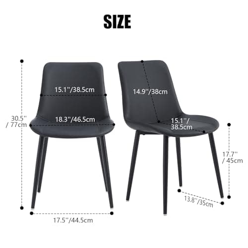 Ironalita Black Leather Dining Chairs Set of 4, Mid Century Modern Faux Leather Kitchen & Dining Room Chairs, Comfortable Dinner Chair Kitchen Chair for Restaurant Living Room, Cafe, Home (4, Black) — view 2
