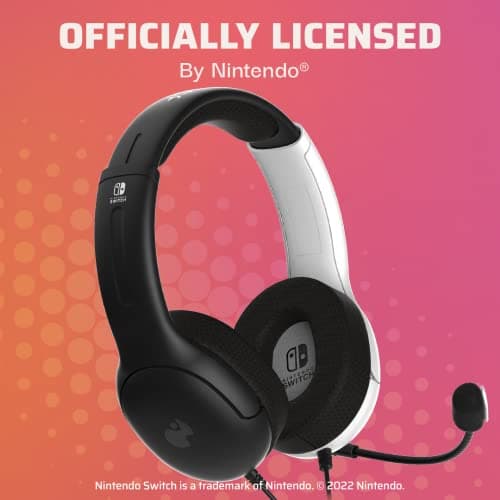 PDP Gaming AIRLITE Stereo Headset with Mic for Nintendo Switch/Switch Lite/OLED - Wired Power Noise Cancelling Microphone, Lightweight, Soft Comfort On Ear Headphones (Black & White) — view 4