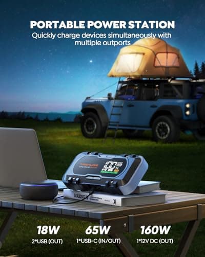 8000A Car Battery Jump Starter, Battery Jumper Starter Portable (All Gas/12L Diesel), 27000mAh 65W Charging Jump Box, Portable Car Jump Starter with 160W DC, 600LM Light, Extended Jumper Cables — view 3